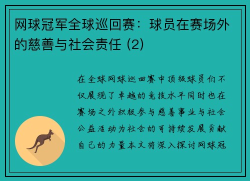 网球冠军全球巡回赛：球员在赛场外的慈善与社会责任 (2)
